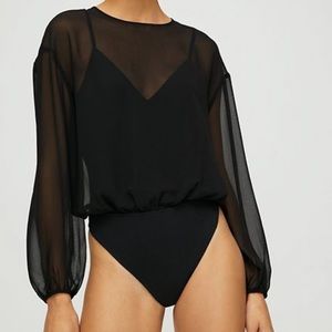Aritzia Wilfred Talmont Bodysuit Blouse Blk size S